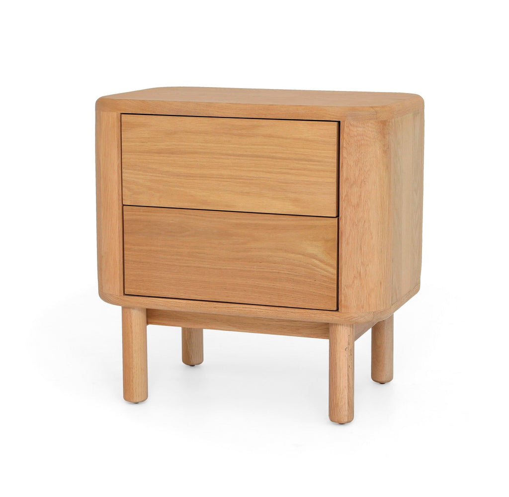 'Orla 2 Drw Bedside Cabinet - Natural