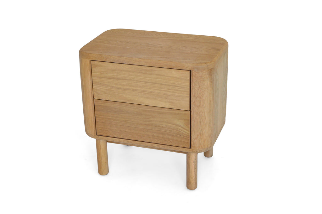 'Orla 2 Drw Bedside Cabinet - Natural