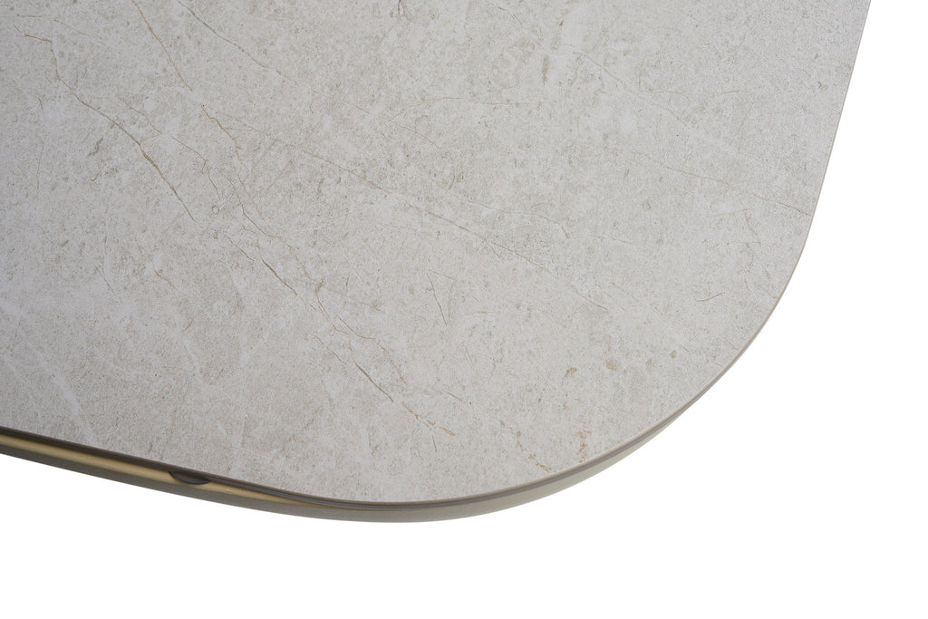 'Amalfi Boat Dining Table Sintered Stone 240x110cm Warm white / Milky Marble