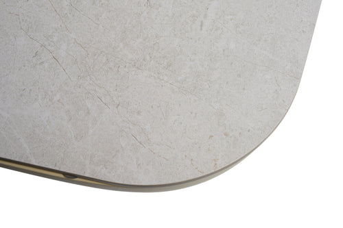 'Amalfi Boat Dining Table Sintered Stone 240x110cm Warm white / Milky Marble