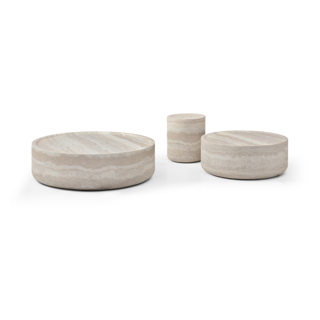 'Campania Coffee Table - Travertine Marble Paper in Matt