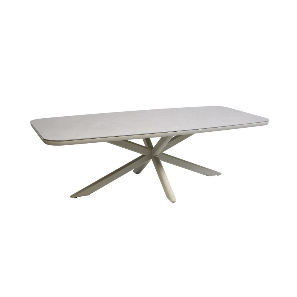 'Amalfi Boat Dining Table Sintered Stone 240x110cm Warm white / Milky Marble